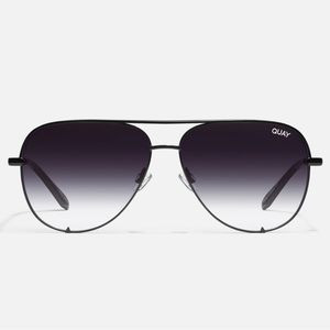 RARE! Quay x Desi Perkins High Key Extra Large Aviator Sunglasses Black Fade